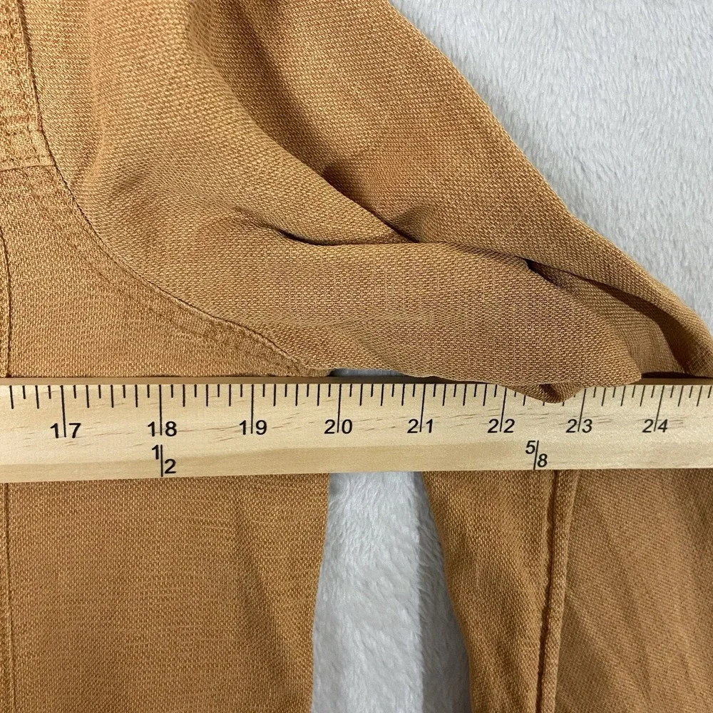 Christian Siriano NY Linen Blend Jacket Snap Closure Orange Women's M Minimal - Picture 4 of 6
